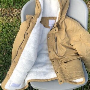 Falls Creek Tan Puffer Jacket with White Fleece